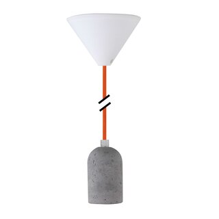 Decorative Set Orange Textile Cable with Concrete Lamp Holder E27 and White Canopy