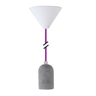 Decorative Set Purple Textile Cable with Concrete Lamp Holder E27 and White Canopy