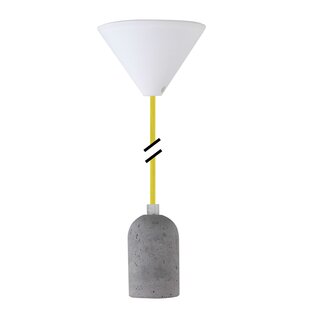 Decorative Set Sun Yellow Textile Cable with Concrete Lamp Holder E27 and White Canopy