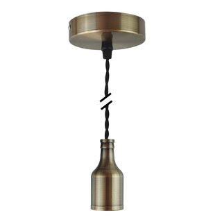 Decorative Set Twisted Black Textile Cable with Bronze Metal Lamp Holder E27 and Metal Canopy V1