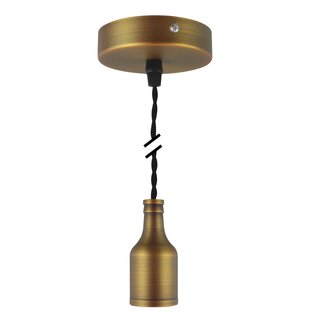 Decorative Set Twisted Black Textile Cable with Matte Bronze Brown Metal Lamp Holder E27 and Metal Canopy V1