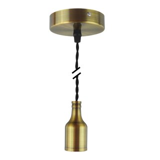 Decorative Set Twisted Black Textile Cable with Bronze Brown Metal Lamp Holder E27 and Metal Canopy V1