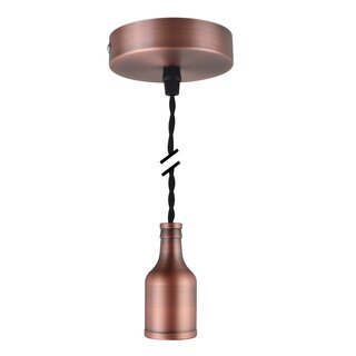 Decorative Set Twisted Black Textile Cable with Matte Bronze Red Metal Lamp Holder E27 and Metal Canopy V1