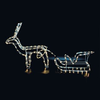 LED Reindeer with Sleigh 9W 528lm 264 LEDs 11m Light Tube Warm White 2400K IP44