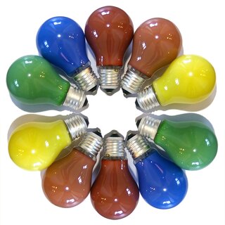 10-Pack Set of Mixed Color Bulbs 25W E27 Red Yellow Green Blue Orange