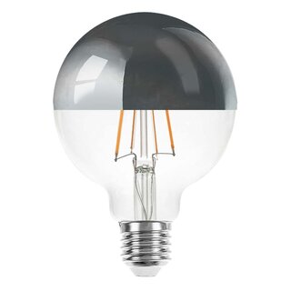 LED Filament Globe G95 6W E27 Silver Mirror Cap 680lm...