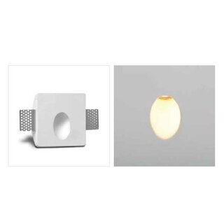 Small Oval Recessed Plaster Wall Light 100x100x49mm LED 1W 3000K