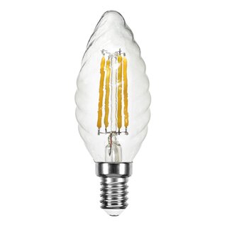 LED Filament Twisted Glass Candle 4W = 40W 470lm E14 Clear Warm White 2700K