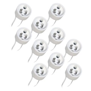 10 x GU10 Ceramic Socket with Cable and Paper Hanger