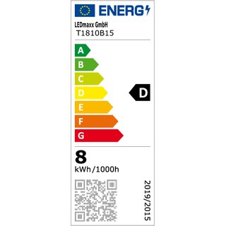 LED Tube Light T18 8W B15d 1100lm Warm White 3000K