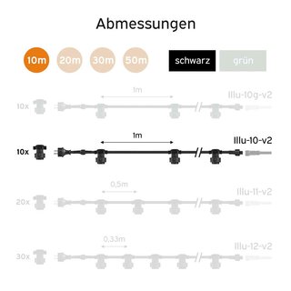 Illu String Light Complete Set 10m -> 10 E27 Sockets with Screw-On Seal Extendable