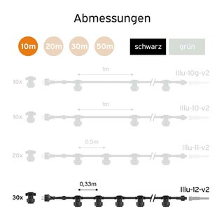 Illu String Light Complete Set 10m -> 30 E27 Sockets with Screw-On Seal Extendable