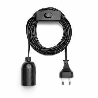 Lamp Holder E27 with Switch 3.5m Cable Plug Black