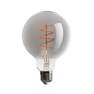 LED Spiral Filament Globe G95 5W E27 Smoke Glass extra warm white 1800K dimmable